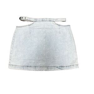 Revolve WeWoreWhat Medium Cutouts Belted Mini Skirt Blue Light Wash Stretch NWT
